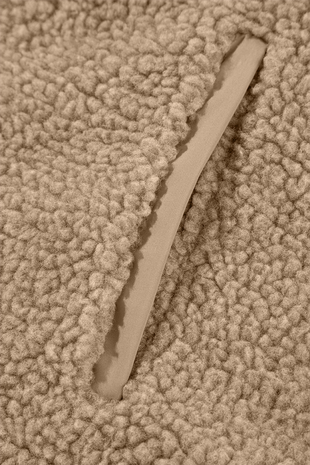 Casual Long Sleeve Fleece Jacket - Cozy Pale Khaki Zip Up for Winter - Detail View 18 Casual Long Sleeve Fleece Jacket - Cozy Pale Khaki Zip Up for Winter - Detail View 18