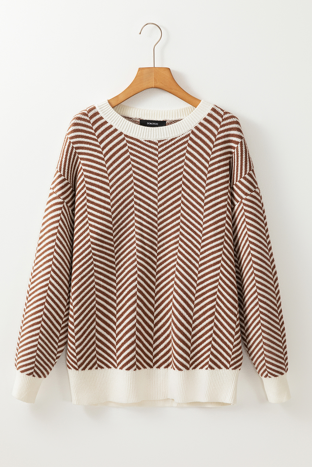 Cozy and Comfortable Long Sleeve Crew Neck Sweater for Daily Wear - Coffee - Detail View 11 Cozy and Comfortable Long Sleeve Crew Neck Sweater for Daily Wear - Coffee - Detail View 11