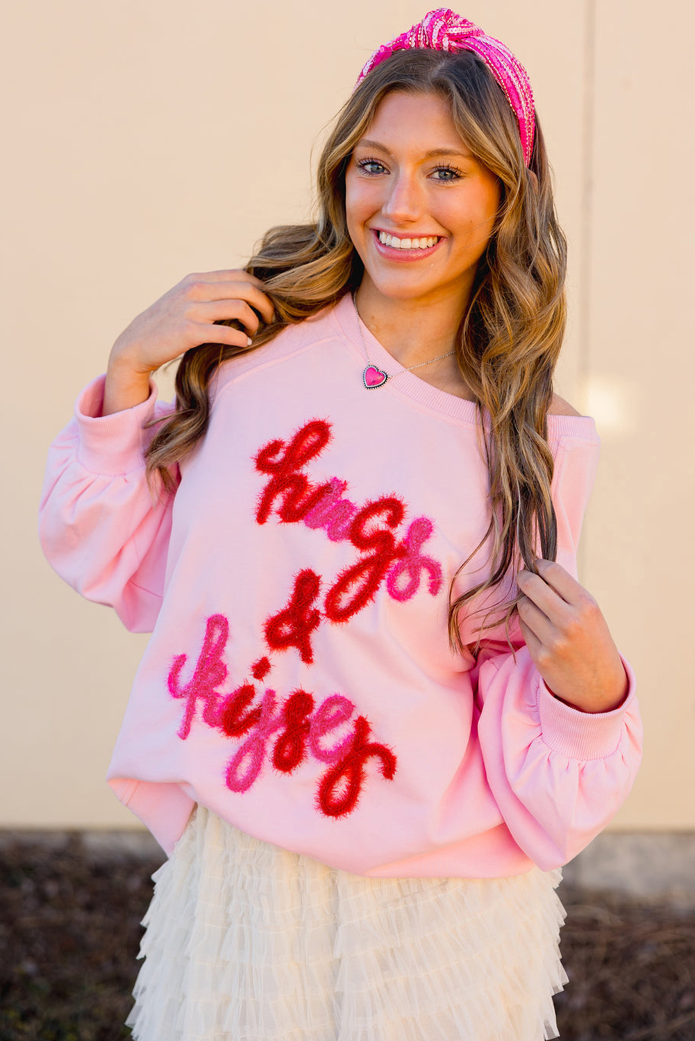 Casual Long Sleeve Raglan Sweatshirt - Cute and Trendy Hugs & Kisses Design for Fall & Autumn - Detail View 7 Casual Long Sleeve Raglan Sweatshirt - Cute and Trendy Hugs & Kisses Design for Fall & Autumn - Detail View 7