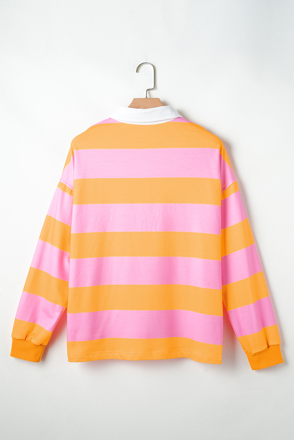 Women's Sweatshirt, Yellow Stripe, Color Block, Polo Collar, Long Sleeve, Casual Style, Smart Casual, Daily Wear, Comfortable, Fashionable, Fall Fashion, Versatile, Tops, Sweatshirts & Hoodies, Stylish, Shift Silhouette - Detail View 8 Women's Sweatshirt, Yellow Stripe, Color Block, Polo Collar, Long Sleeve, Casual Style, Smart Casual, Daily Wear, Comfortable, Fashionable, Fall Fashion, Versatile, Tops, Sweatshirts & Hoodies, Stylish, Shift Silhouette - Detail View 8
