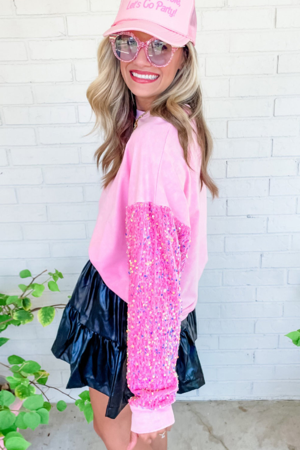Women's Glittery Sequin Sleeve Top, Stylish Daily Shift Fit - Detail View 3 Women's Glittery Sequin Sleeve Top, Stylish Daily Shift Fit - Detail View 3