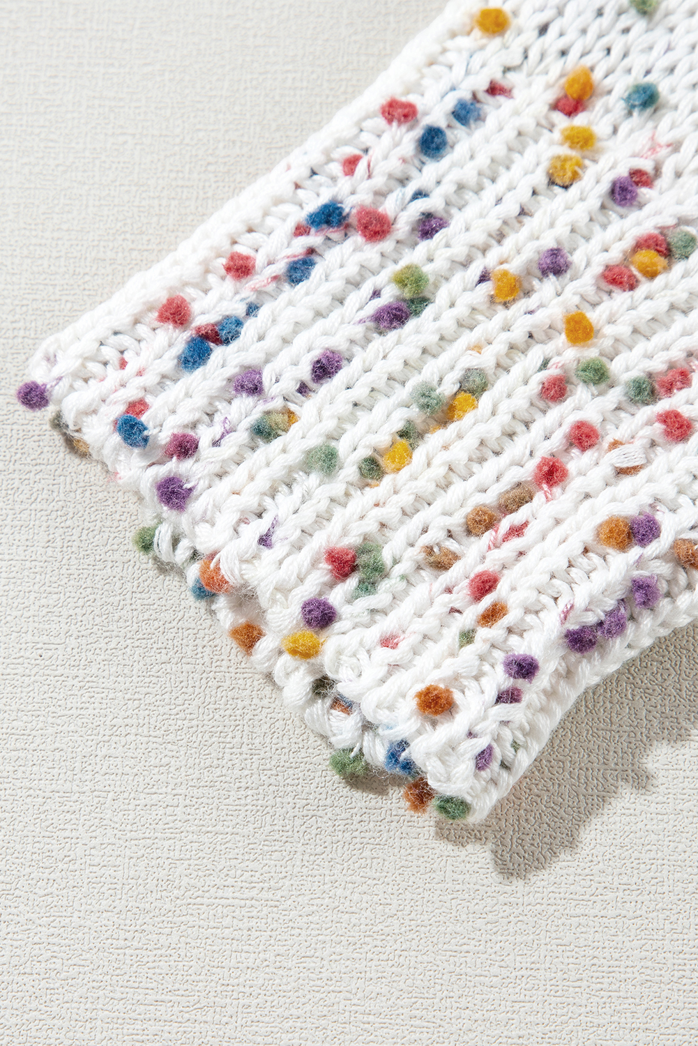 Women's Cardigan, White Multicolor, Dotted Rib Knit, Long Sleeve, Cozy, Trendy, Casual, Elegant, Open Front, Layering, Winter Wear, Daily Wear, Fashion, Chic, Tops, Sweaters & Cardigans - Detail View 15 Women's Cardigan, White Multicolor, Dotted Rib Knit, Long Sleeve, Cozy, Trendy, Casual, Elegant, Open Front, Layering, Winter Wear, Daily Wear, Fashion, Chic, Tops, Sweaters & Cardigans - Detail View 15