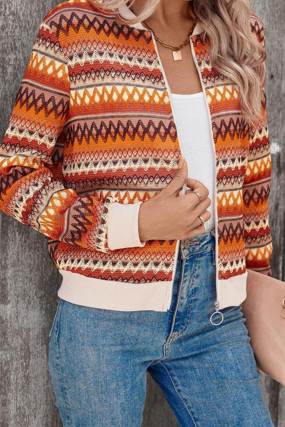 Long Sleeve Orange Jacket for Women - Comfortable Regular Fit with Modern Style - Detail View 3 Long Sleeve Orange Jacket for Women - Comfortable Regular Fit with Modern Style - Detail View 3