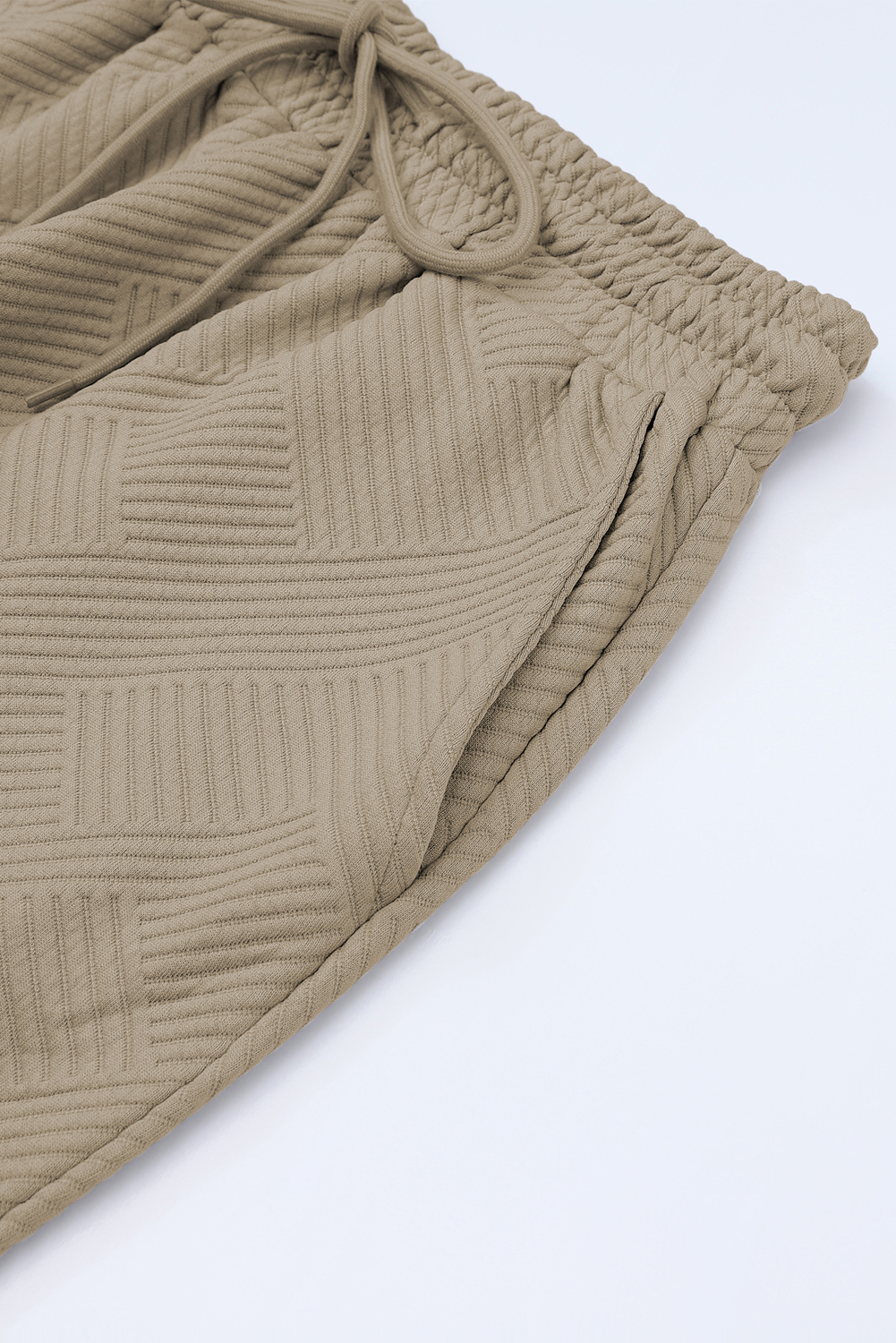 Apricot Wide Leg Lounge Set, Relaxed Drawstring Pants Outfit - Detail View 8 Apricot Wide Leg Lounge Set, Relaxed Drawstring Pants Outfit - Detail View 8