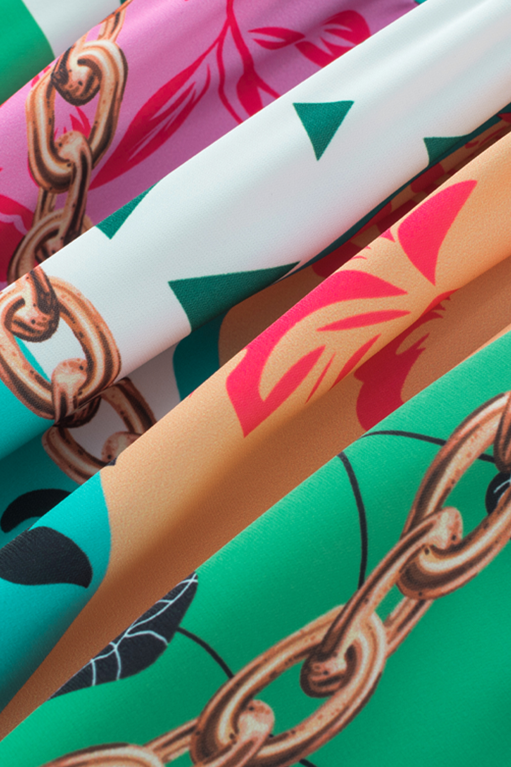 Multicolour Abstract Printed Half Sleeve Notched Neck Mini Dress - Detail View 11 Multicolour Abstract Printed Half Sleeve Notched Neck Mini Dress - Detail View 11