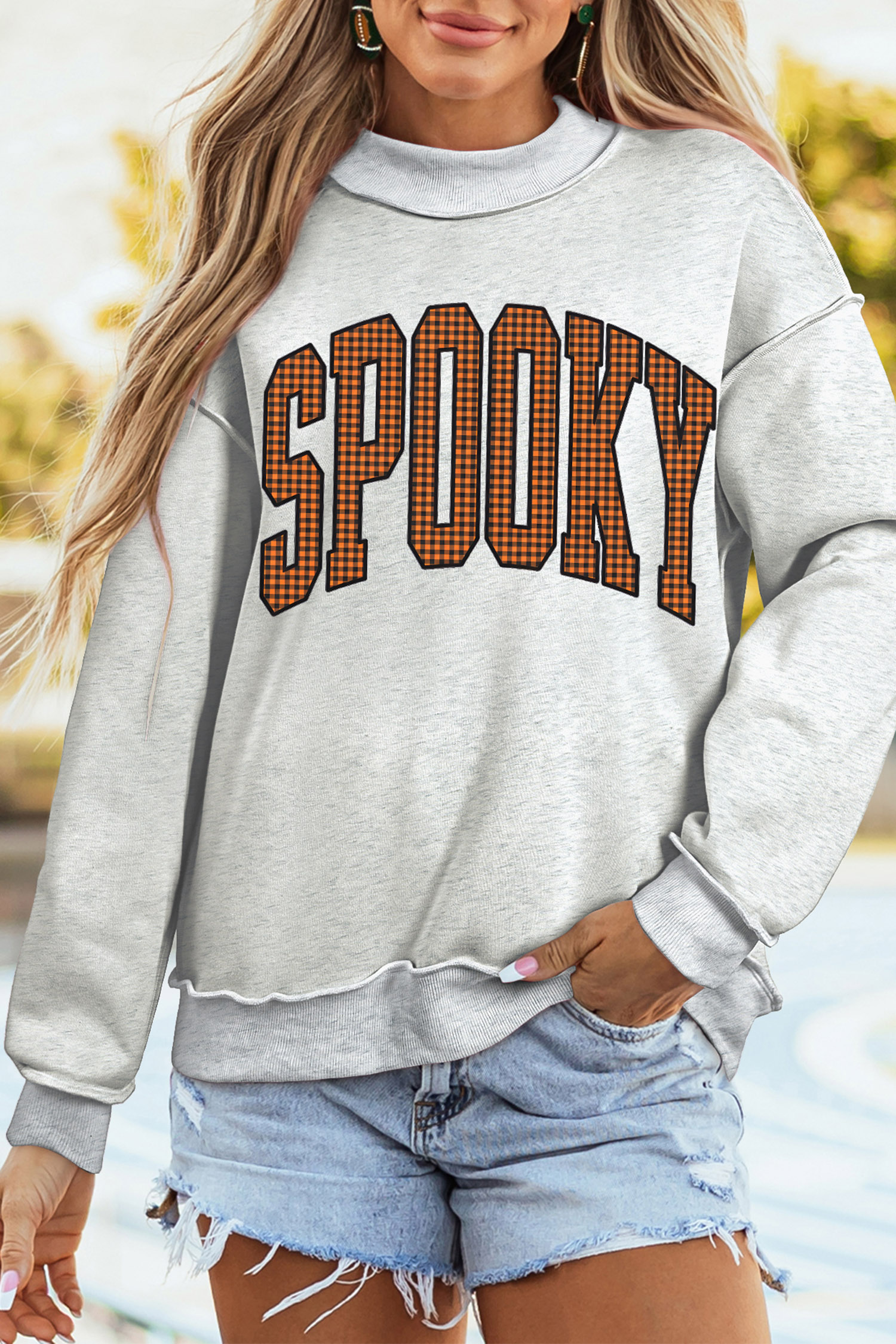 Women's Reversible Halloween Sweatshirt, Spooky Fall Pullover - Detail View 10 Women's Reversible Halloween Sweatshirt, Spooky Fall Pullover - Detail View 10