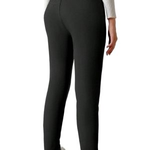 Women's Black Thermal Lined Drawstring High Waist Leggings - Main View