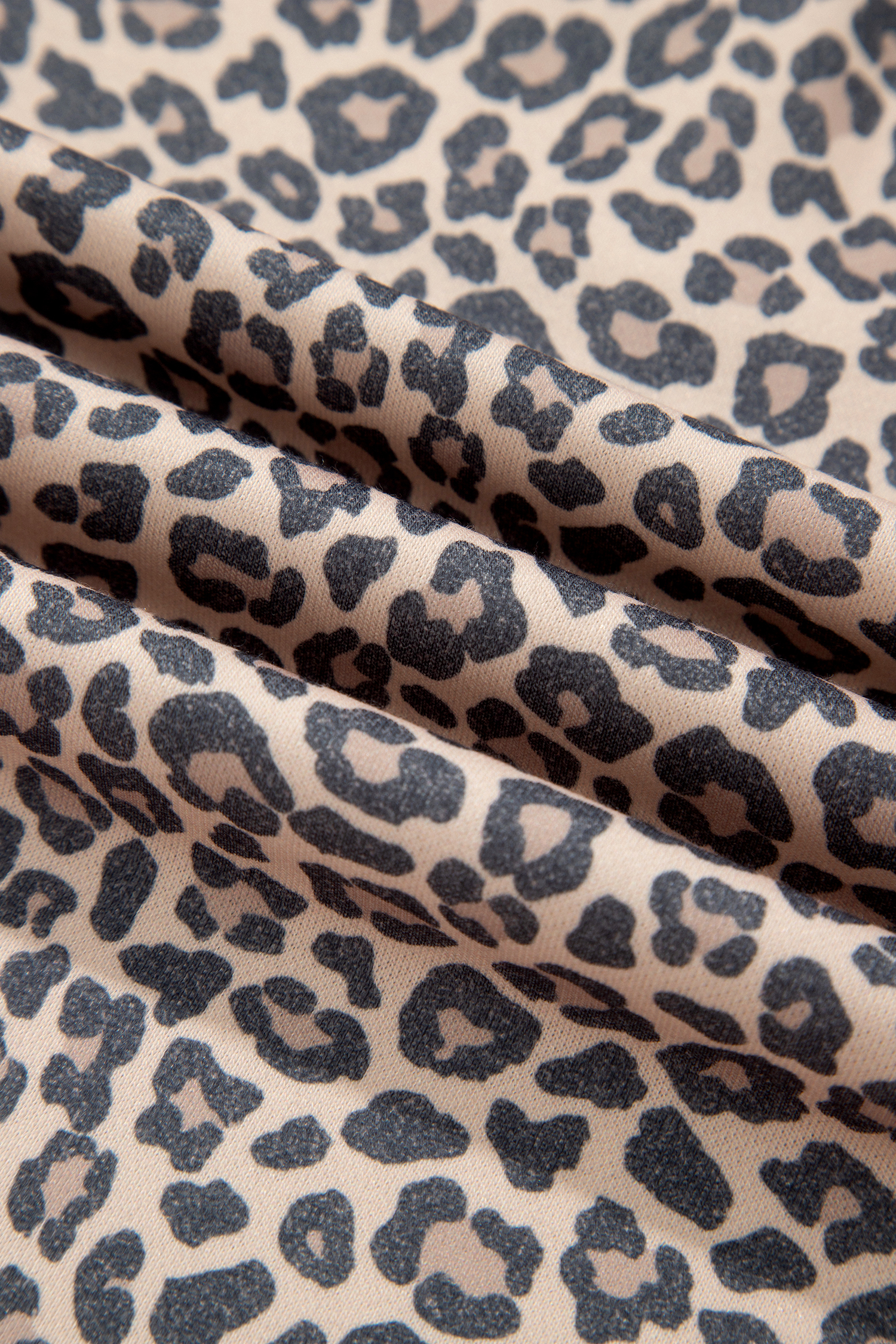 Women's Leopard Print Sweatshirt, Mock Neck Long Sleeve Top - Detail View 10 Women's Leopard Print Sweatshirt, Mock Neck Long Sleeve Top - Detail View 10