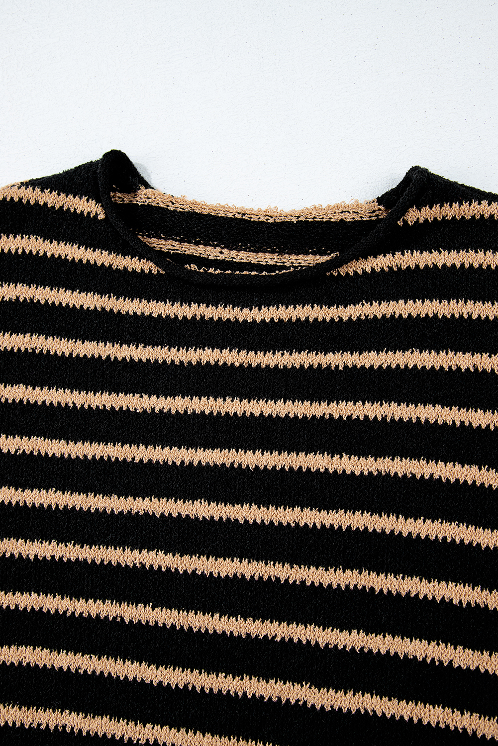 Stylish Drop Shoulder Sweater for Women - Versatile Black Stripe Knitwear - Detail View 7 Stylish Drop Shoulder Sweater for Women - Versatile Black Stripe Knitwear - Detail View 7