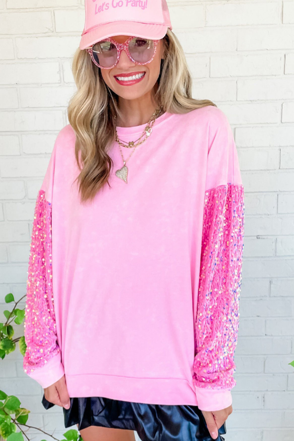 Women's Glittery Sequin Sleeve Top, Stylish Daily Shift Fit - Detail View 6 Women's Glittery Sequin Sleeve Top, Stylish Daily Shift Fit - Detail View 6