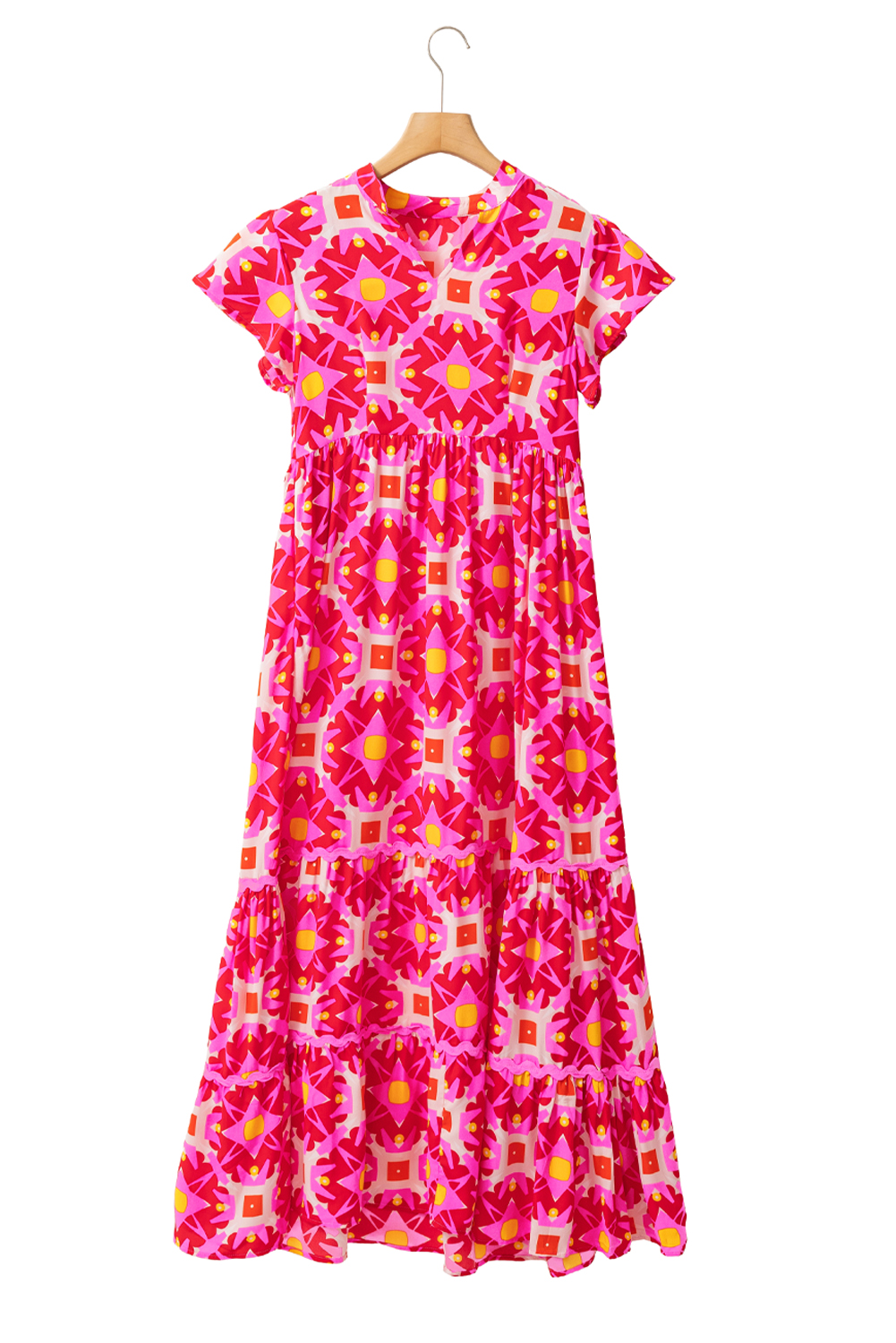 Strawberry Pink Boho Chic Long Sleeveless Maxi Dress with Zipper Details - Detail View 12 Strawberry Pink Boho Chic Long Sleeveless Maxi Dress with Zipper Details - Detail View 12