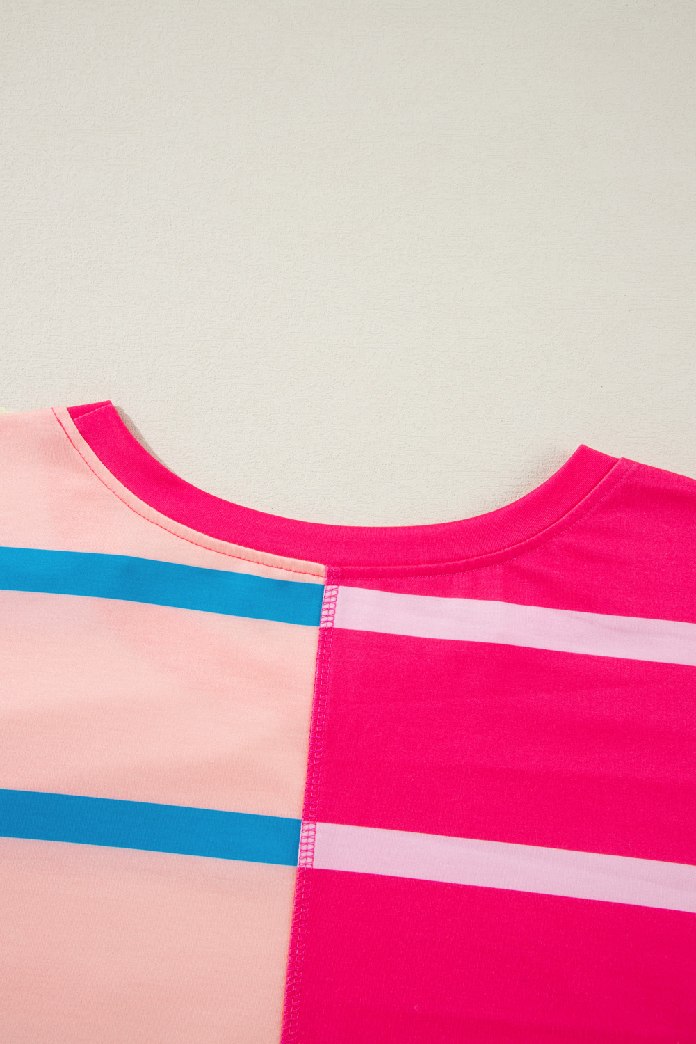 Women's Plus Size Rose Stripe Color Block Crewneck Long Sleeve T-Shirt - Detail View 11 Women's Plus Size Rose Stripe Color Block Crewneck Long Sleeve T-Shirt - Detail View 11