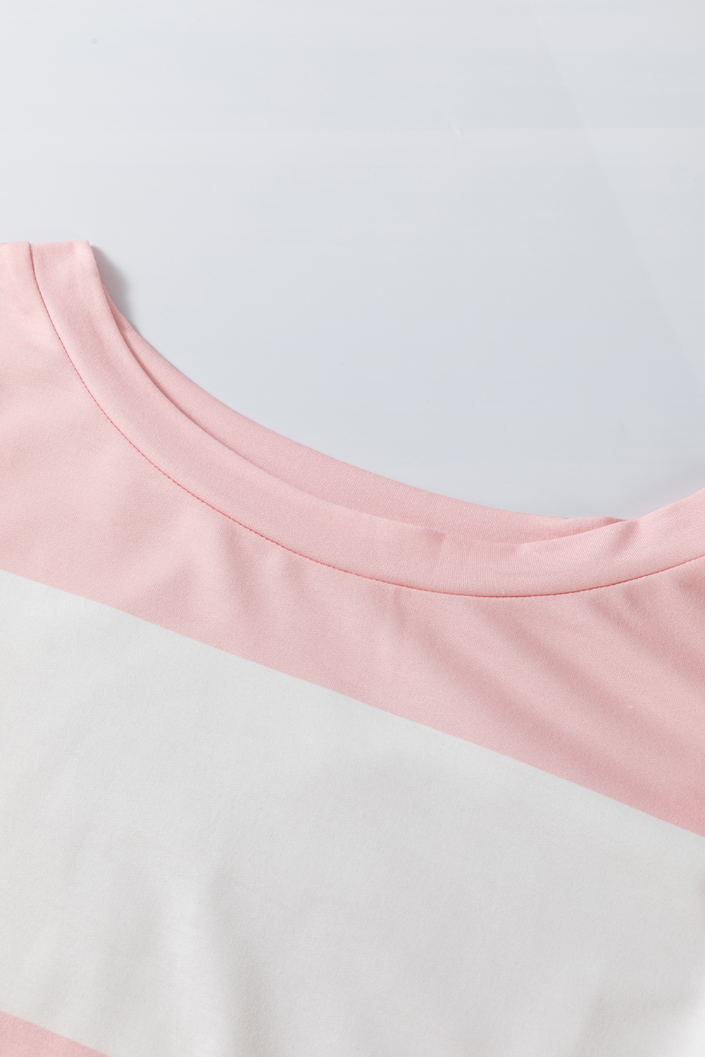 Women's Top, Light Pink, Colorblock Striped, Drop Shoulder, Long Sleeve, Casual, Comfortable, Chic, Versatile, Daily Wear, Fall and Autumn Season, Polyester and Elastane Blend, Fashionable, Easy to Care, Soft and Durable, Trendy - Detail View 10 Women's Top, Light Pink, Colorblock Striped, Drop Shoulder, Long Sleeve, Casual, Comfortable, Chic, Versatile, Daily Wear, Fall and Autumn Season, Polyester and Elastane Blend, Fashionable, Easy to Care, Soft and Durable, Trendy - Detail View 10