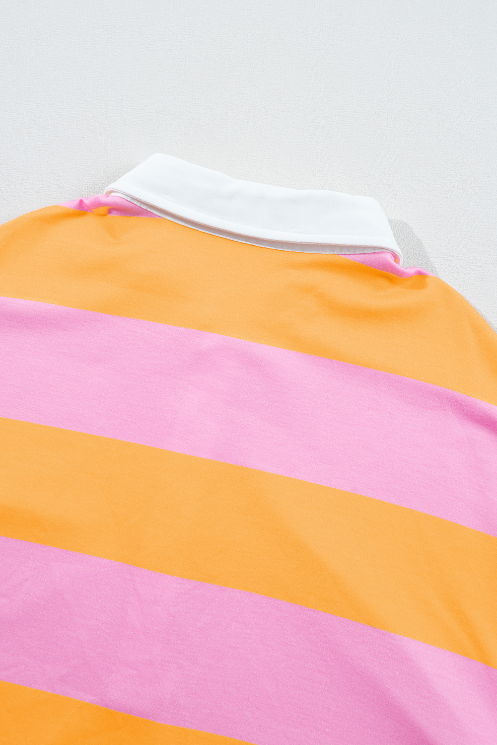 Women's Yellow Stripe Color Block Polo Collar Sweatshirt for Smart Casual Looks - Detail View 13 Women's Yellow Stripe Color Block Polo Collar Sweatshirt for Smart Casual Looks - Detail View 13