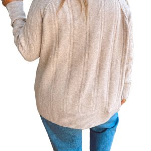 Oversized Women's Cable Knit Sweater, Casual Daily Fall Wear - Main View