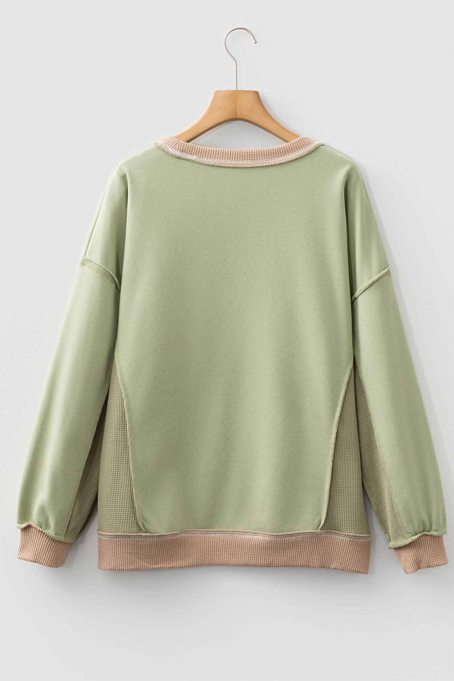 Casual Long Sleeve Sweatshirt, Women's Smoke Green Sequin Bow - Detail View 6 Casual Long Sleeve Sweatshirt, Women's Smoke Green Sequin Bow - Detail View 6