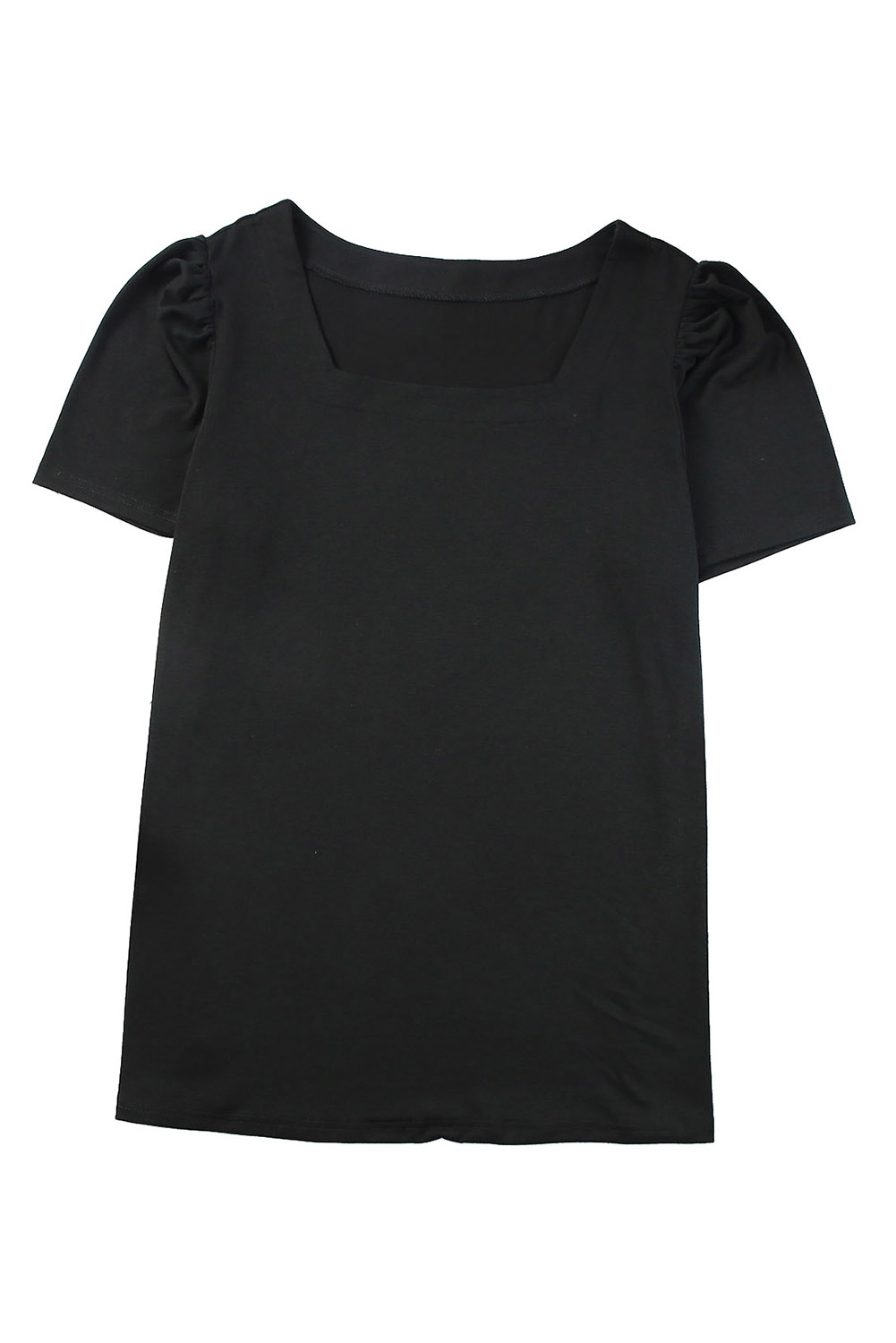 Black Plus Size Square Neck Tee, Casual Short Sleeve Shirt - Detail View 8 Black Plus Size Square Neck Tee, Casual Short Sleeve Shirt - Detail View 8