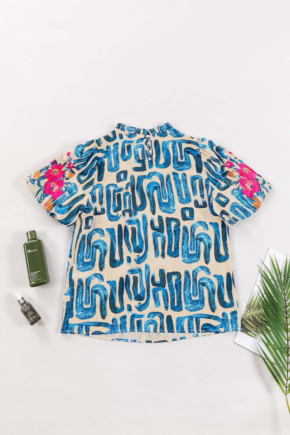 Short Sleeve Summer Blouse, Women's Floral Casual Daily Top - Detail View 9 Short Sleeve Summer Blouse, Women's Floral Casual Daily Top - Detail View 9