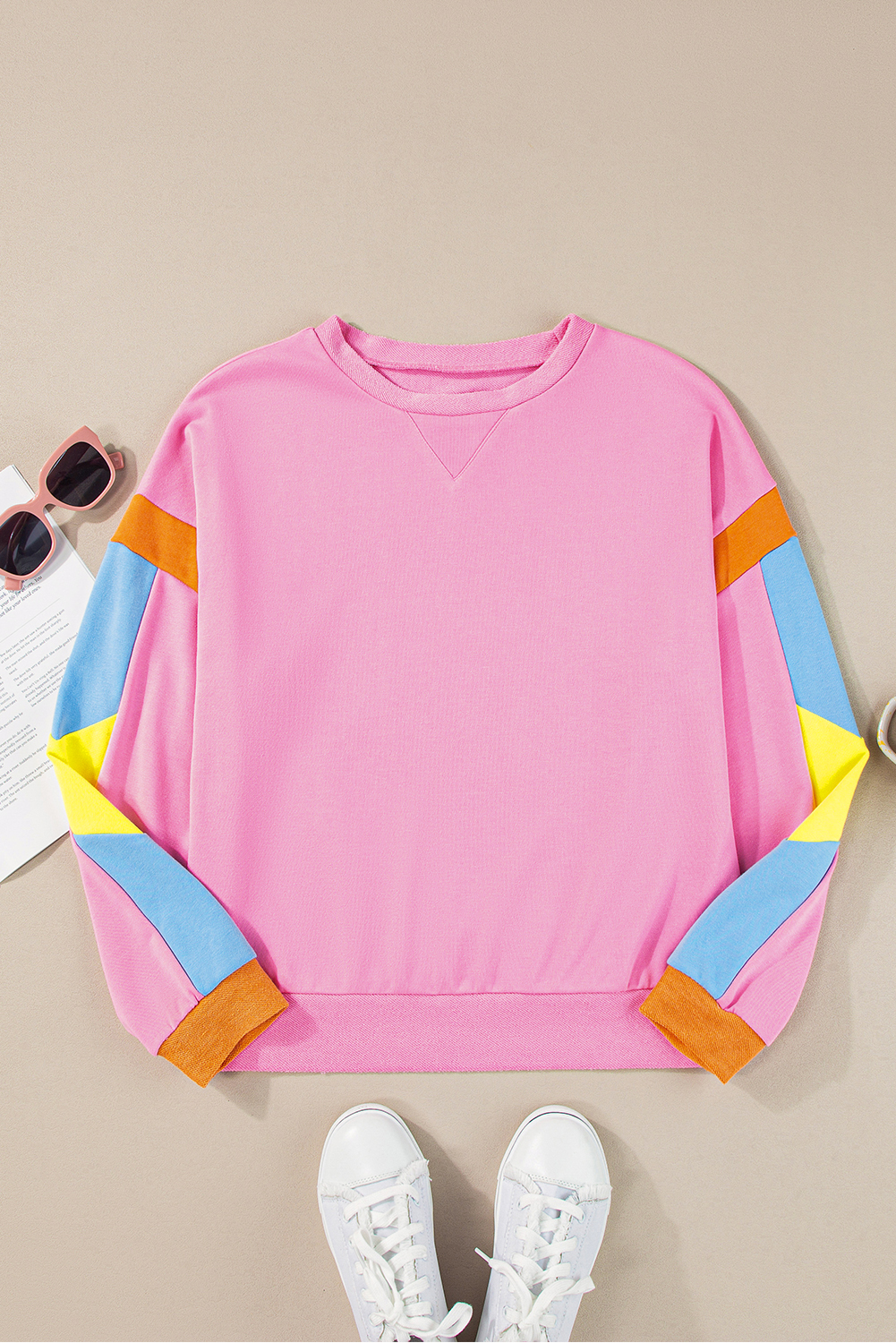 Comfortable and Stylish French Terry Top with Unique Colorblock Design - Perfect for Spring - Detail View 8 Comfortable and Stylish French Terry Top with Unique Colorblock Design - Perfect for Spring - Detail View 8