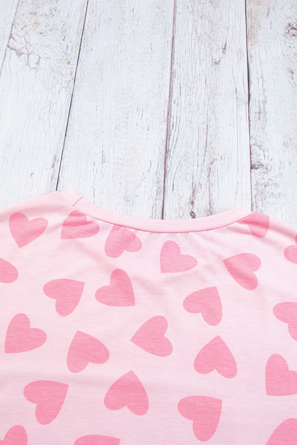 Pink Heart Pattern Pajama Set, Casual Long Sleeve Loungewear - Detail View 11 Pink Heart Pattern Pajama Set, Casual Long Sleeve Loungewear - Detail View 11