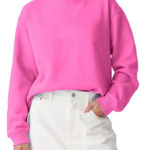 Women's Bonbon Solid Fleece Lined Drop Shoulder Terry Sweatshirt - Main View