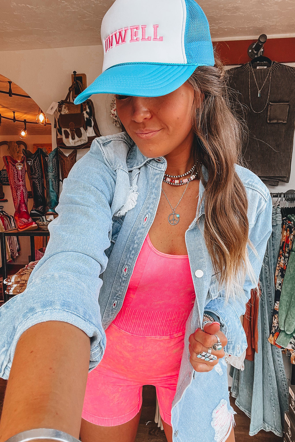 Casual and Stylish Long Denim Jacket for Spring - Beau Blue with Frayed Hem - Detail View 8 Casual and Stylish Long Denim Jacket for Spring - Beau Blue with Frayed Hem - Detail View 8