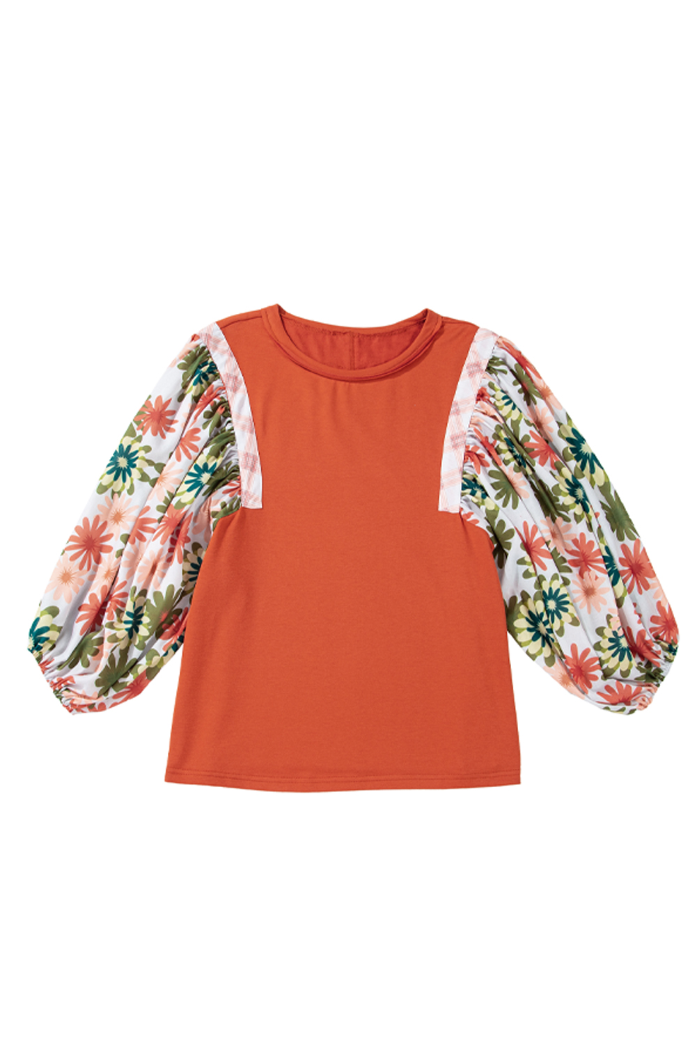 Chic Round Neck Blouse with Puff Sleeves - Floral Print for Daily Wear - Detail View 6 Chic Round Neck Blouse with Puff Sleeves - Floral Print for Daily Wear - Detail View 6