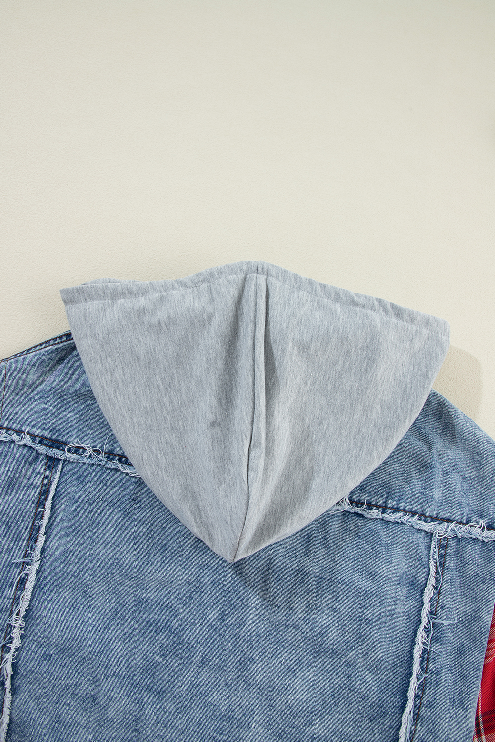 Casual Raw Hem Hooded Jacket - Distressed Details, Spring Style - Detail View 13 Casual Raw Hem Hooded Jacket - Distressed Details, Spring Style - Detail View 13