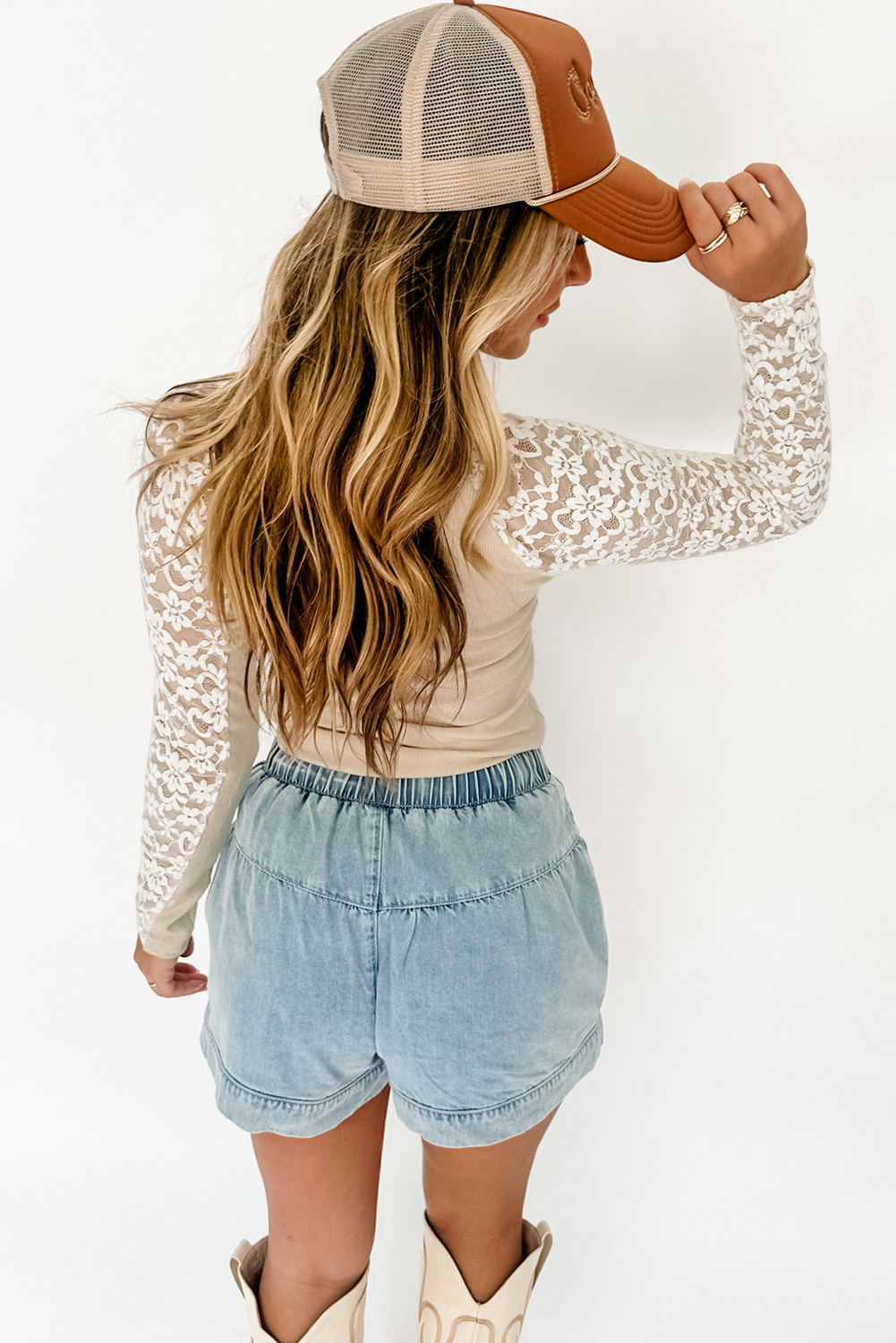 Chic Floral Lace High Neck Long Sleeve Top for Women - Slim Fit Design - Detail View 2 Chic Floral Lace High Neck Long Sleeve Top for Women - Slim Fit Design - Detail View 2