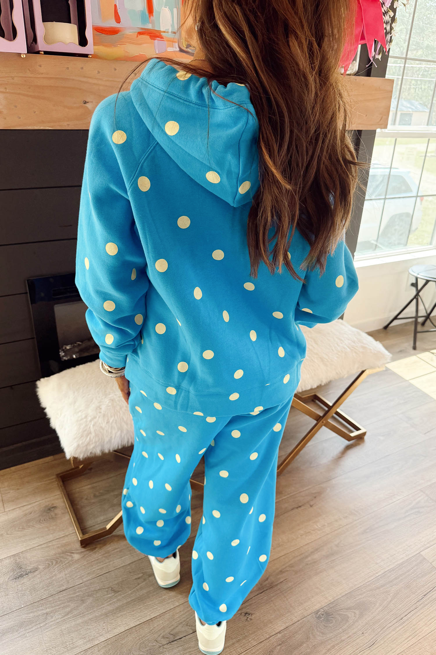 Women's Two Piece Jogger Set, Autumn Polka Dot Casual Style - Detail View 6 Women's Two Piece Jogger Set, Autumn Polka Dot Casual Style - Detail View 6