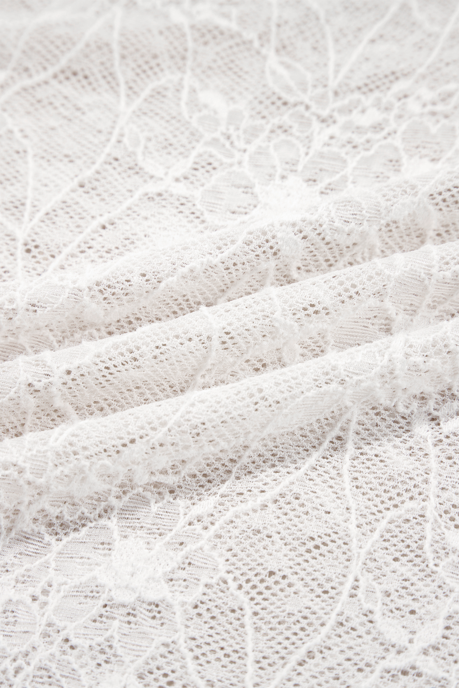 Solid Sheer Mesh Lace Top, Round Neck Long Sleeve Bodice - Detail View 9 Solid Sheer Mesh Lace Top, Round Neck Long Sleeve Bodice - Detail View 9