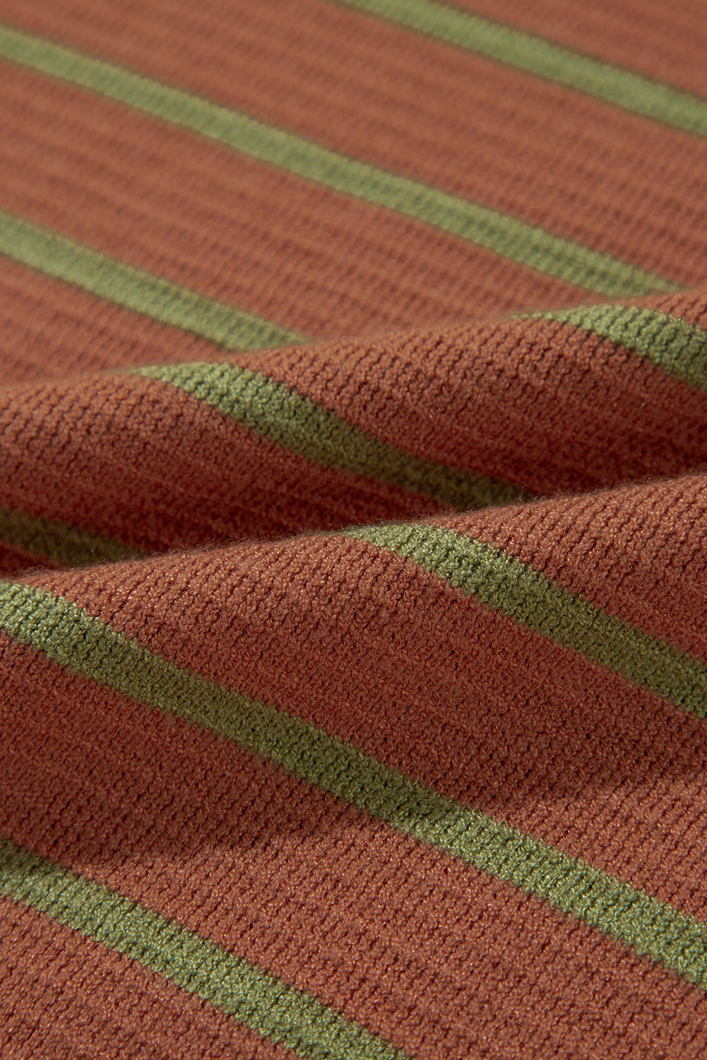 Casual and Cozy Women's Sweater - Brown Stripe with Round Neck and Drop Shoulder - Detail View 12 Casual and Cozy Women's Sweater - Brown Stripe with Round Neck and Drop Shoulder - Detail View 12