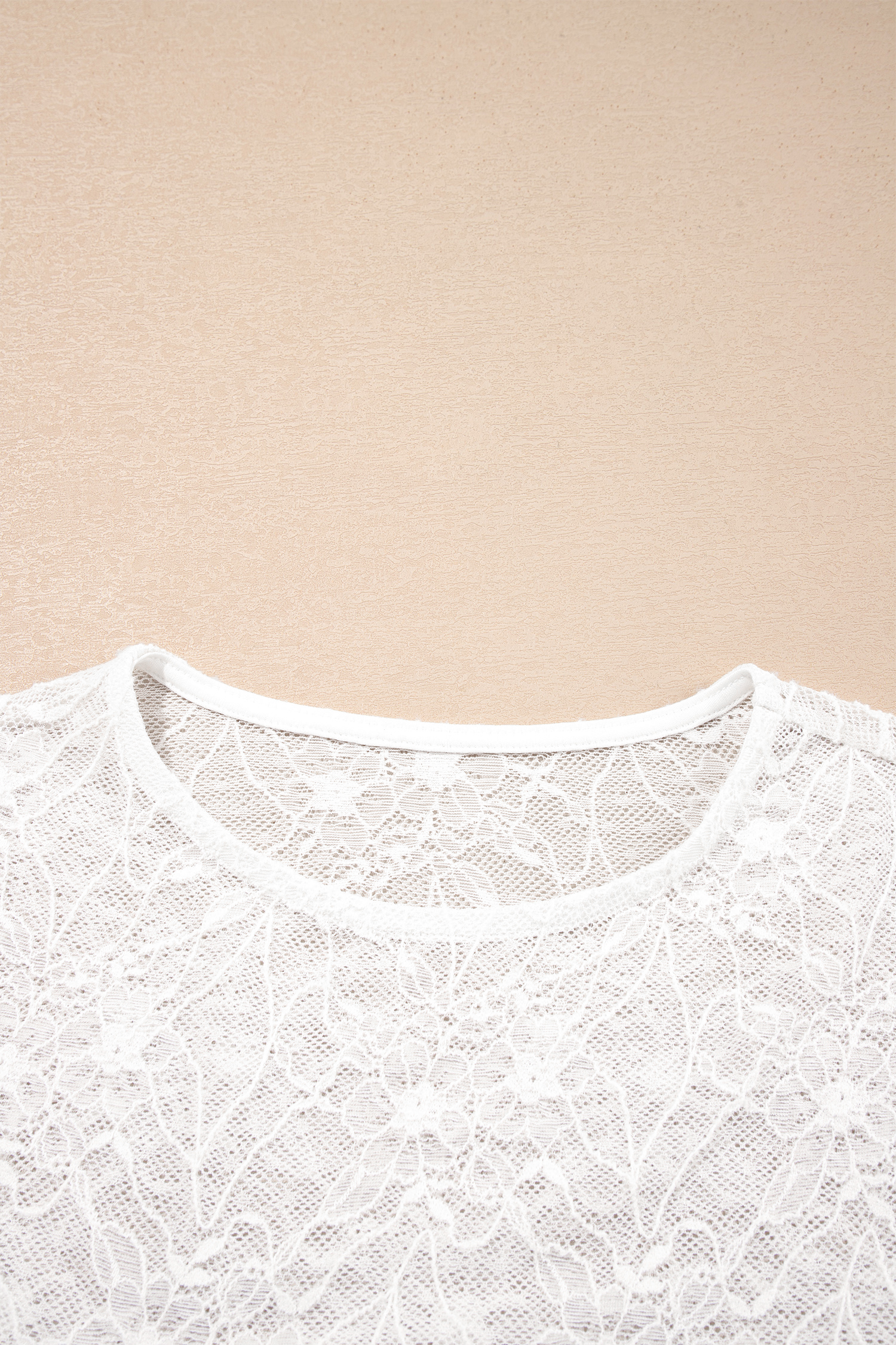 Feminine Floral Lace Shirt, Beige Long Sleeve Layering Top - Detail View 5 Feminine Floral Lace Shirt, Beige Long Sleeve Layering Top - Detail View 5
