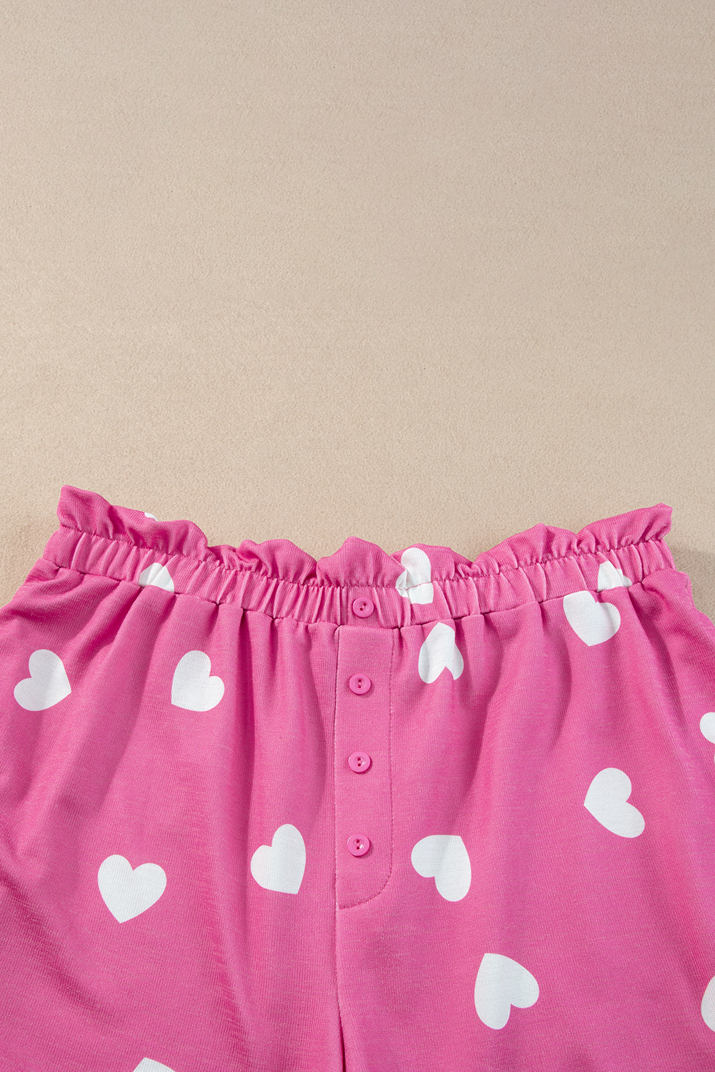 Women's Heart Print Lounge Set, Long Sleeve Tee and Shorts - Detail View 19 Women's Heart Print Lounge Set, Long Sleeve Tee and Shorts - Detail View 19