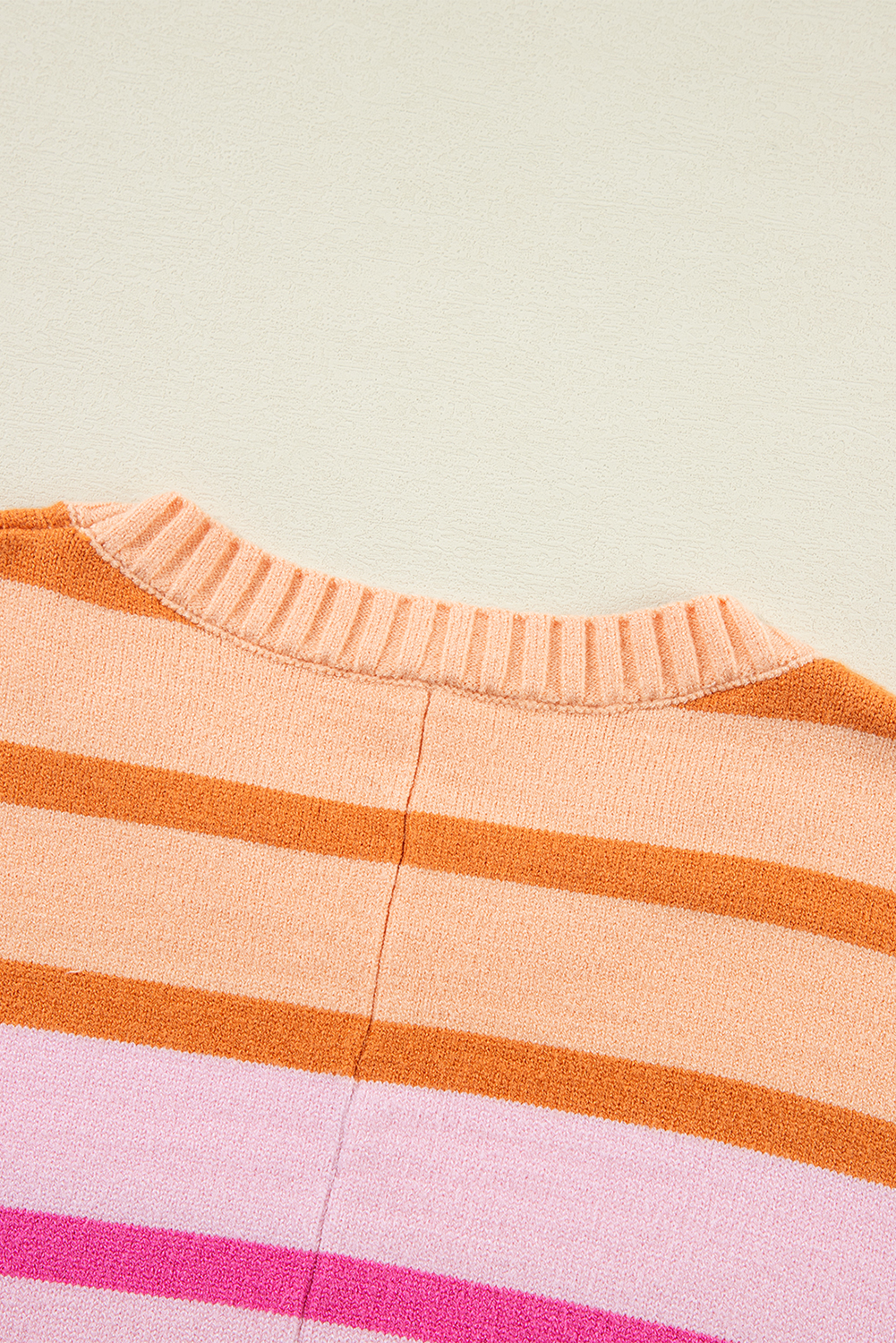Women's Sweater, Multicolour Gradient, Striped Pattern, Ribbed Edge, Loose Fit, Bubble Sleeves, Casual Style, Autumn and Winter Wear, Cozy Knit, Versatile Outfit, Long Sleeves, Daily Wear, Date, Back to School, Colorblock - Detail View 10 Women's Sweater, Multicolour Gradient, Striped Pattern, Ribbed Edge, Loose Fit, Bubble Sleeves, Casual Style, Autumn and Winter Wear, Cozy Knit, Versatile Outfit, Long Sleeves, Daily Wear, Date, Back to School, Colorblock - Detail View 10