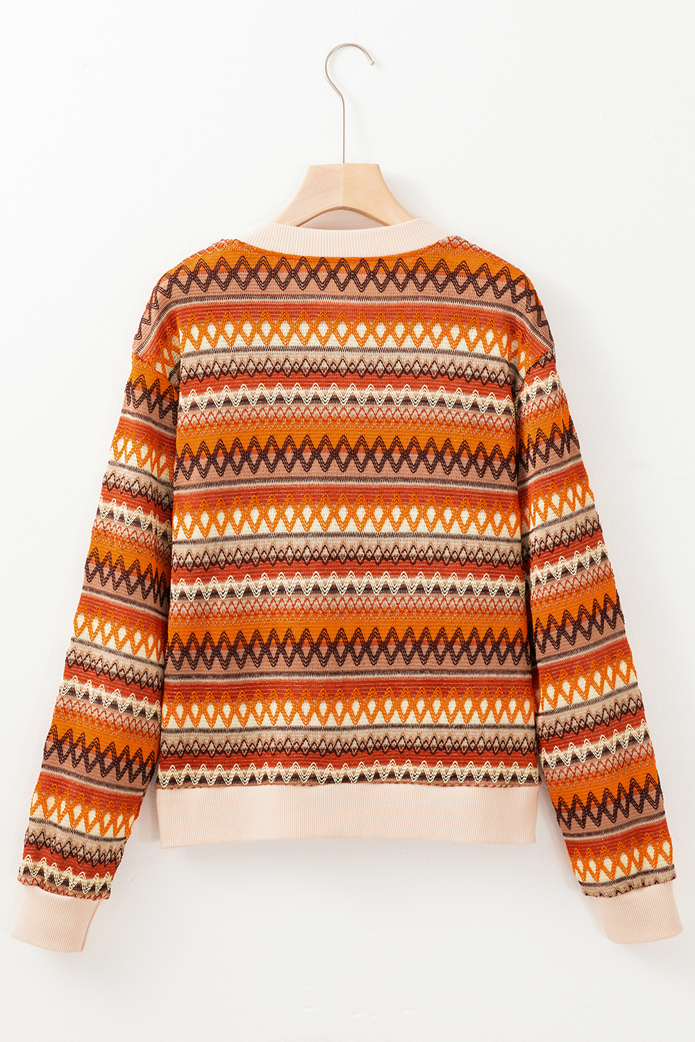 Women's Jacket, Orange Striped, Boho Style, Zip Up, Long Sleeve, Fall Fashion, Daily Wear, Western Design, Comfortable Fit, Sheath Silhouette, Stand Neck, Trendy Outerwear, Stylish, Versatile, Best Sellers - Detail View 8 Women's Jacket, Orange Striped, Boho Style, Zip Up, Long Sleeve, Fall Fashion, Daily Wear, Western Design, Comfortable Fit, Sheath Silhouette, Stand Neck, Trendy Outerwear, Stylish, Versatile, Best Sellers - Detail View 8