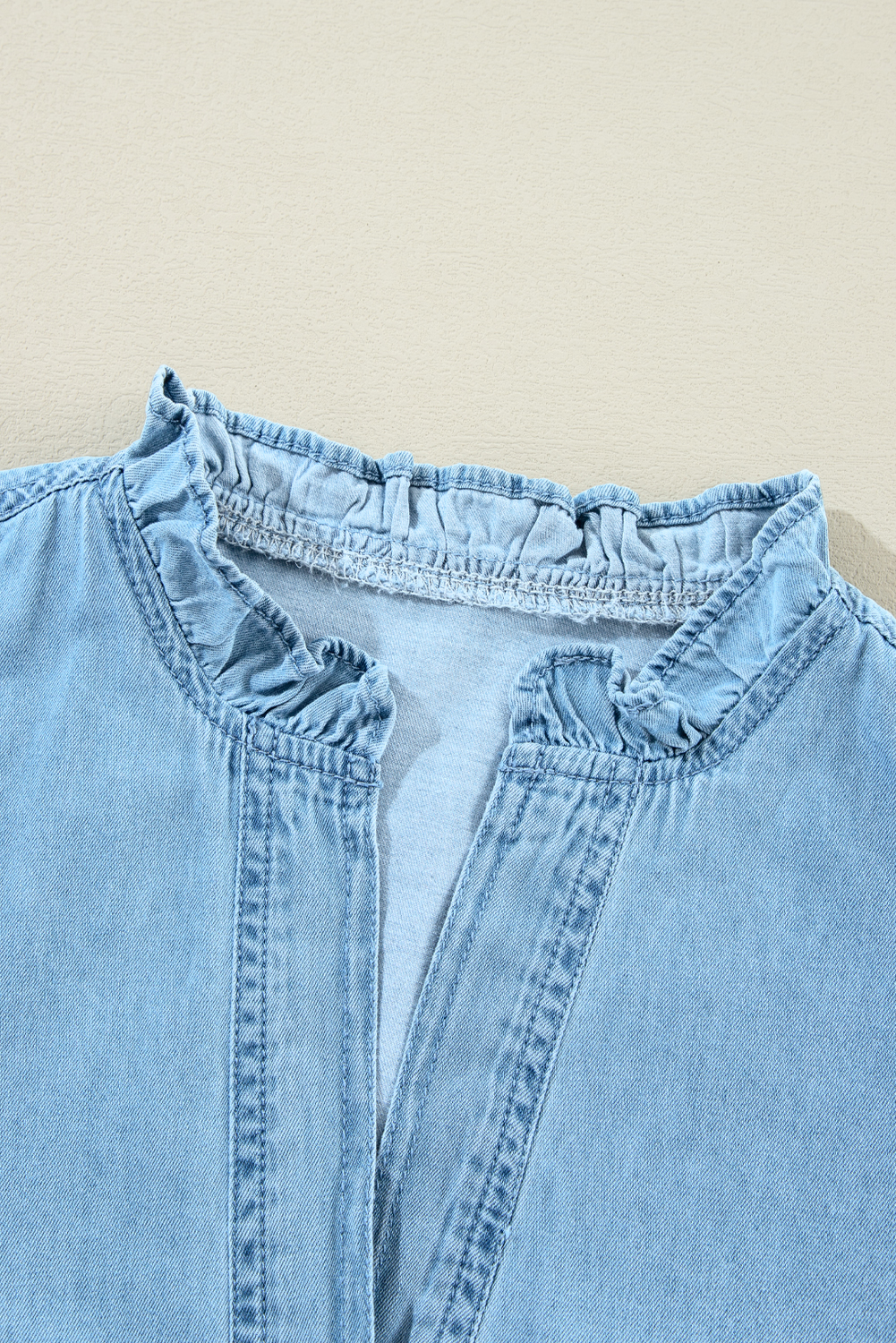 Soft Cotton Denim Shift Dress, Daily Casual Fall Mini - Detail View 9 Soft Cotton Denim Shift Dress, Daily Casual Fall Mini - Detail View 9