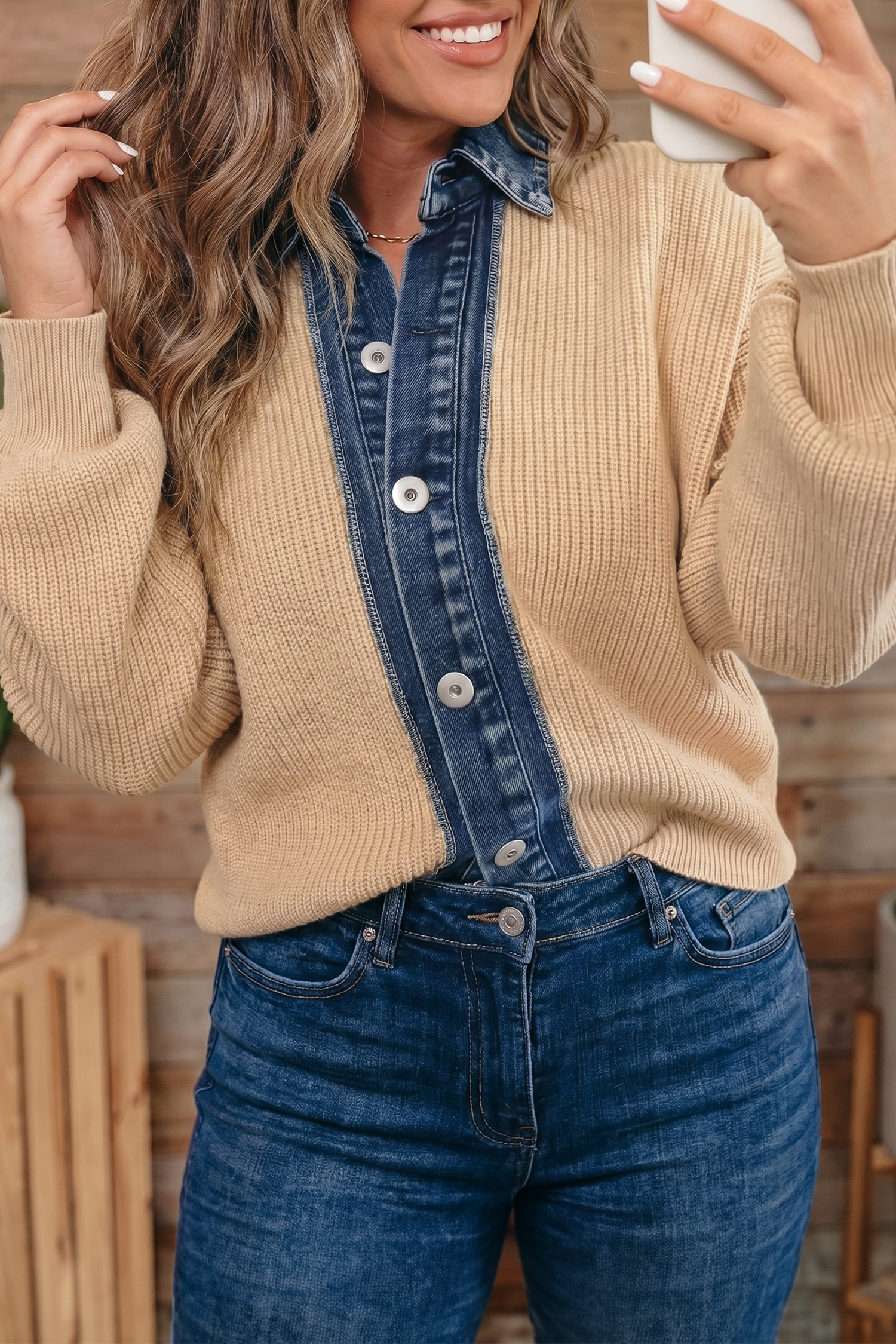 Women's Drop Shoulder Cardigan, Cozy Soft Knit Sweater - Detail View 9 Women's Drop Shoulder Cardigan, Cozy Soft Knit Sweater - Detail View 9