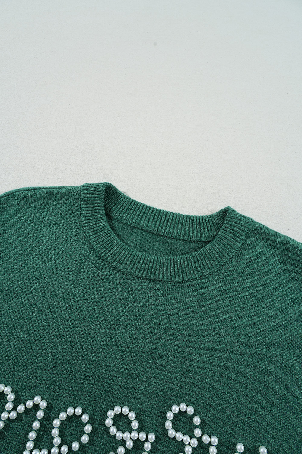 Women's Sweater, Blackish Green, Pearl Beaded, Casual, Christmas Pattern, Holiday Fashion, Long Sleeve, Cozy, Autumn Wear, Festive Style, Round Neck, Daily Wear, Elegant, Comfortable, Sweaters & Cardigans - Detail View 8 Women's Sweater, Blackish Green, Pearl Beaded, Casual, Christmas Pattern, Holiday Fashion, Long Sleeve, Cozy, Autumn Wear, Festive Style, Round Neck, Daily Wear, Elegant, Comfortable, Sweaters & Cardigans - Detail View 8