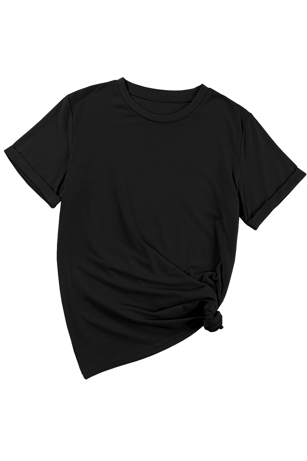 Women's Casual Summer Tee, Versatile Short Sleeve Black Top - Detail View 12 Women's Casual Summer Tee, Versatile Short Sleeve Black Top - Detail View 12