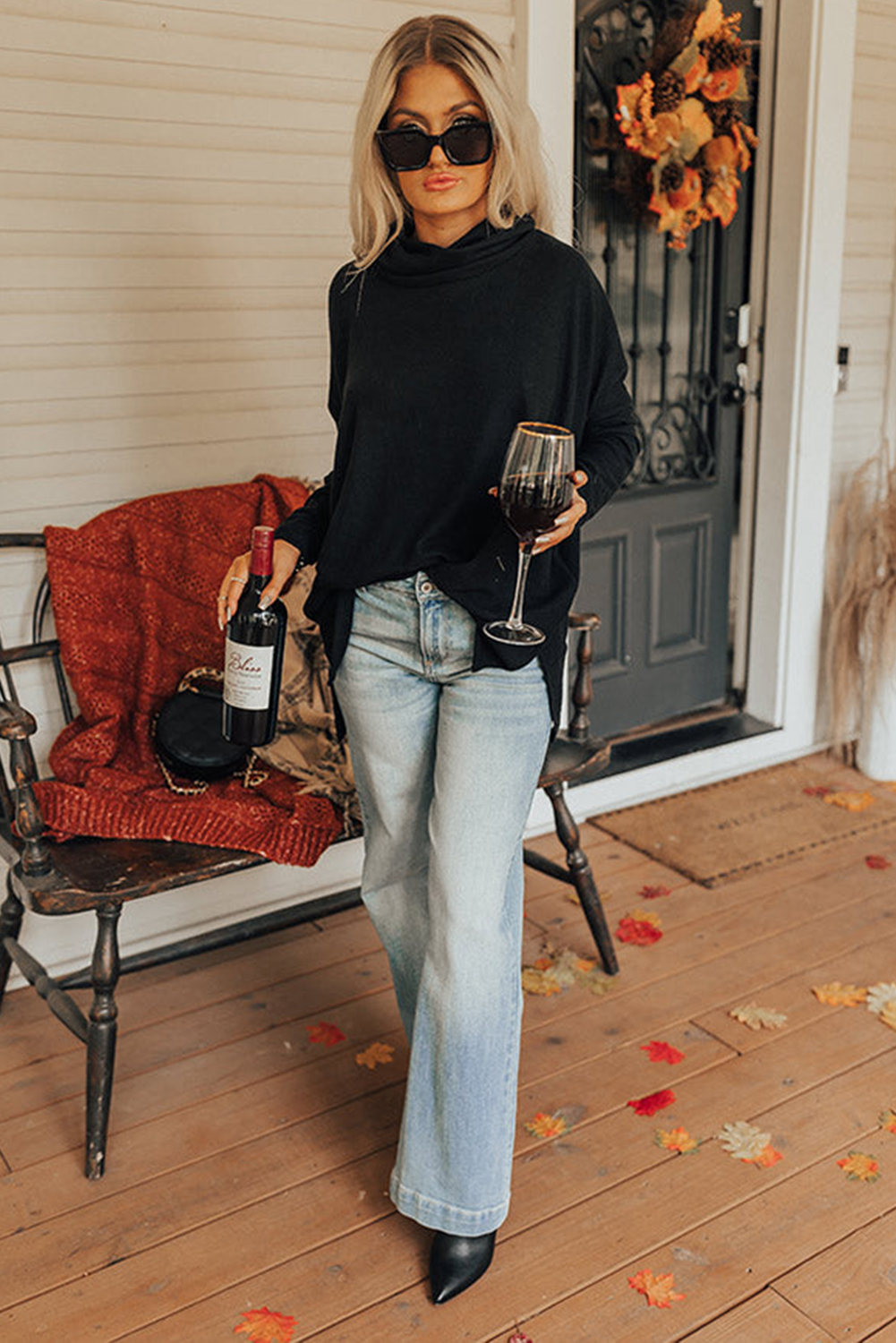 Casual Long Sleeve Tunic, Women's High Neck Winter Blouse - Detail View 9 Casual Long Sleeve Tunic, Women's High Neck Winter Blouse - Detail View 9
