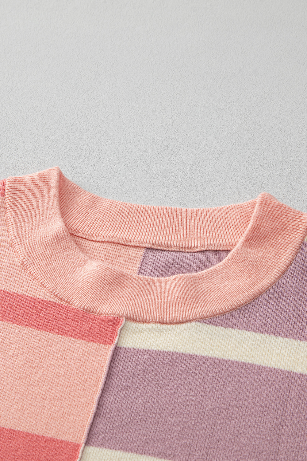 Women's Sweater, Oversized, Pink Stripe, Colorblock, Crew Neck, Long Sleeve, Winter Wear, Daily Wear, Warm, Stylish, Comfortable, Wholesale, Apparel - Detail View 15 Women's Sweater, Oversized, Pink Stripe, Colorblock, Crew Neck, Long Sleeve, Winter Wear, Daily Wear, Warm, Stylish, Comfortable, Wholesale, Apparel - Detail View 15