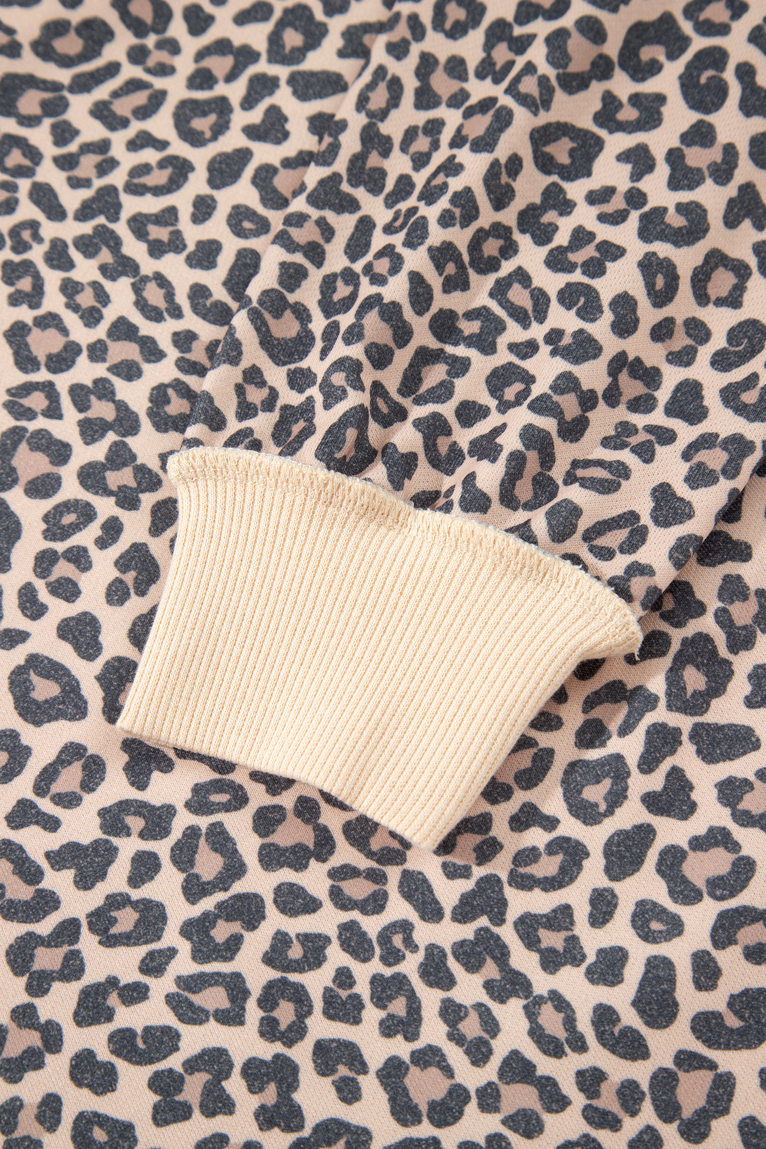 Chic Leopard Print Long Sleeve, Ribbed Cuff Mock Neck Shirt - Detail View 9 Chic Leopard Print Long Sleeve, Ribbed Cuff Mock Neck Shirt - Detail View 9