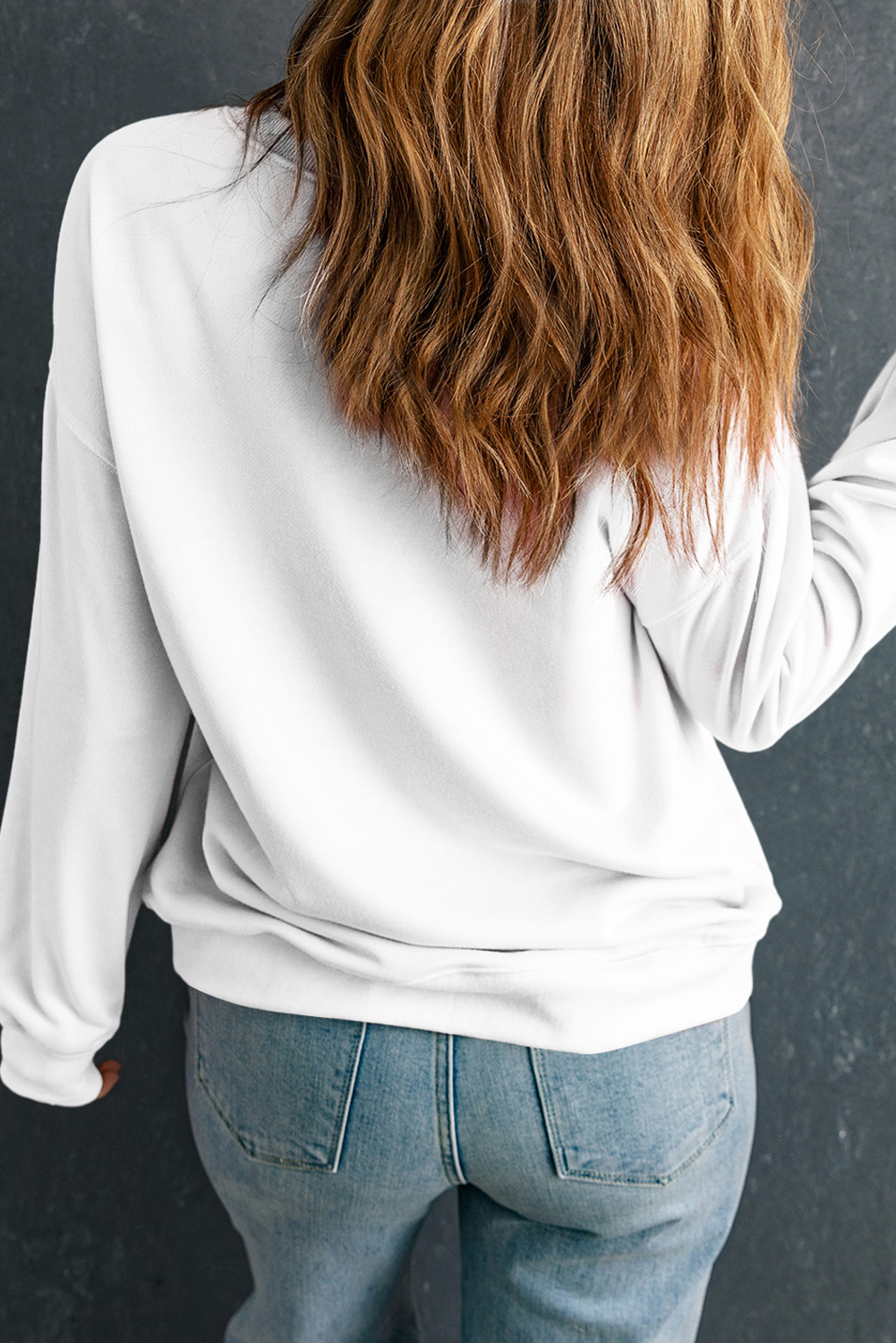 Casual Long Sleeve Sweatshirt: Beige with Cheetah Print and Sequins - Detail View 2 Casual Long Sleeve Sweatshirt: Beige with Cheetah Print and Sequins - Detail View 2