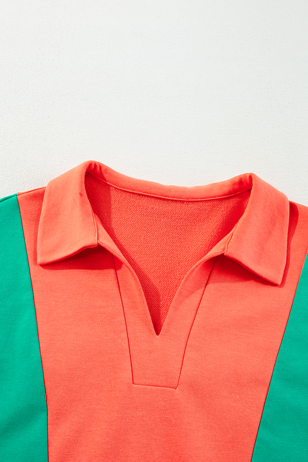 Trendy Loose Fit Color Block Knit Top with Turn Down Collar for Fall & Autumn - Detail View 6 Trendy Loose Fit Color Block Knit Top with Turn Down Collar for Fall & Autumn - Detail View 6