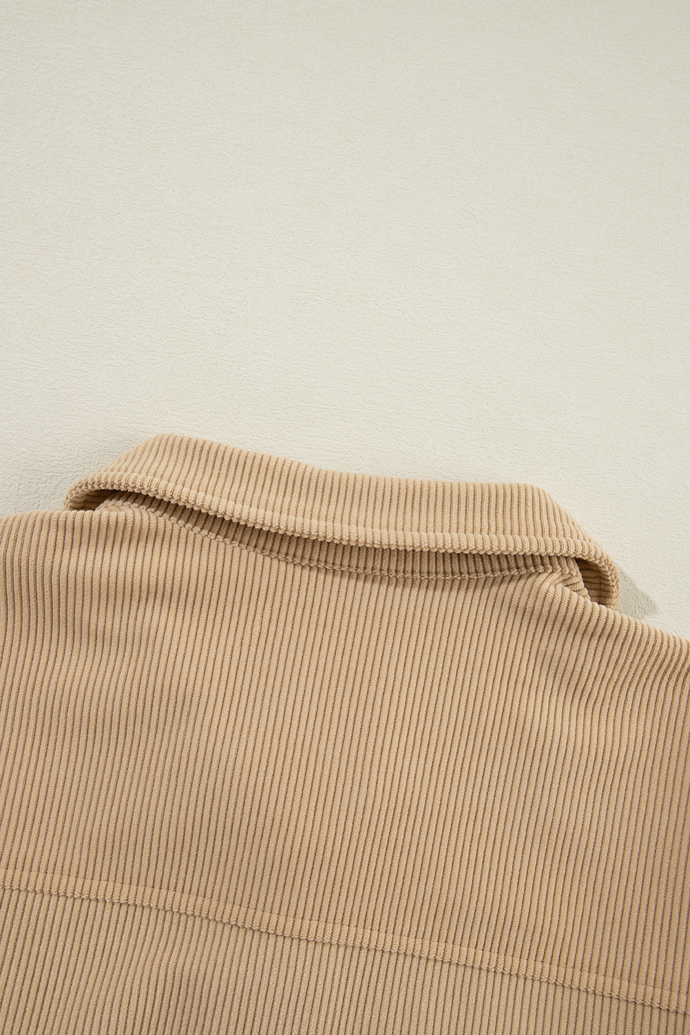 Elegant Solid Color Corduroy Jacket with Classic Shirt Collar - Detail View 8 Elegant Solid Color Corduroy Jacket with Classic Shirt Collar - Detail View 8