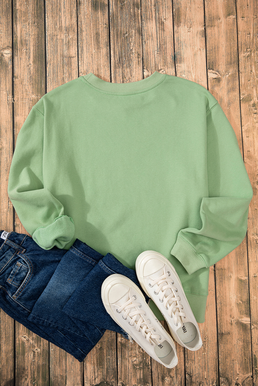 Comfortable and Stylish Women's Casual Sweatshirt for Daily Wear - Smoke Green - Detail View 8 Comfortable and Stylish Women's Casual Sweatshirt for Daily Wear - Smoke Green - Detail View 8