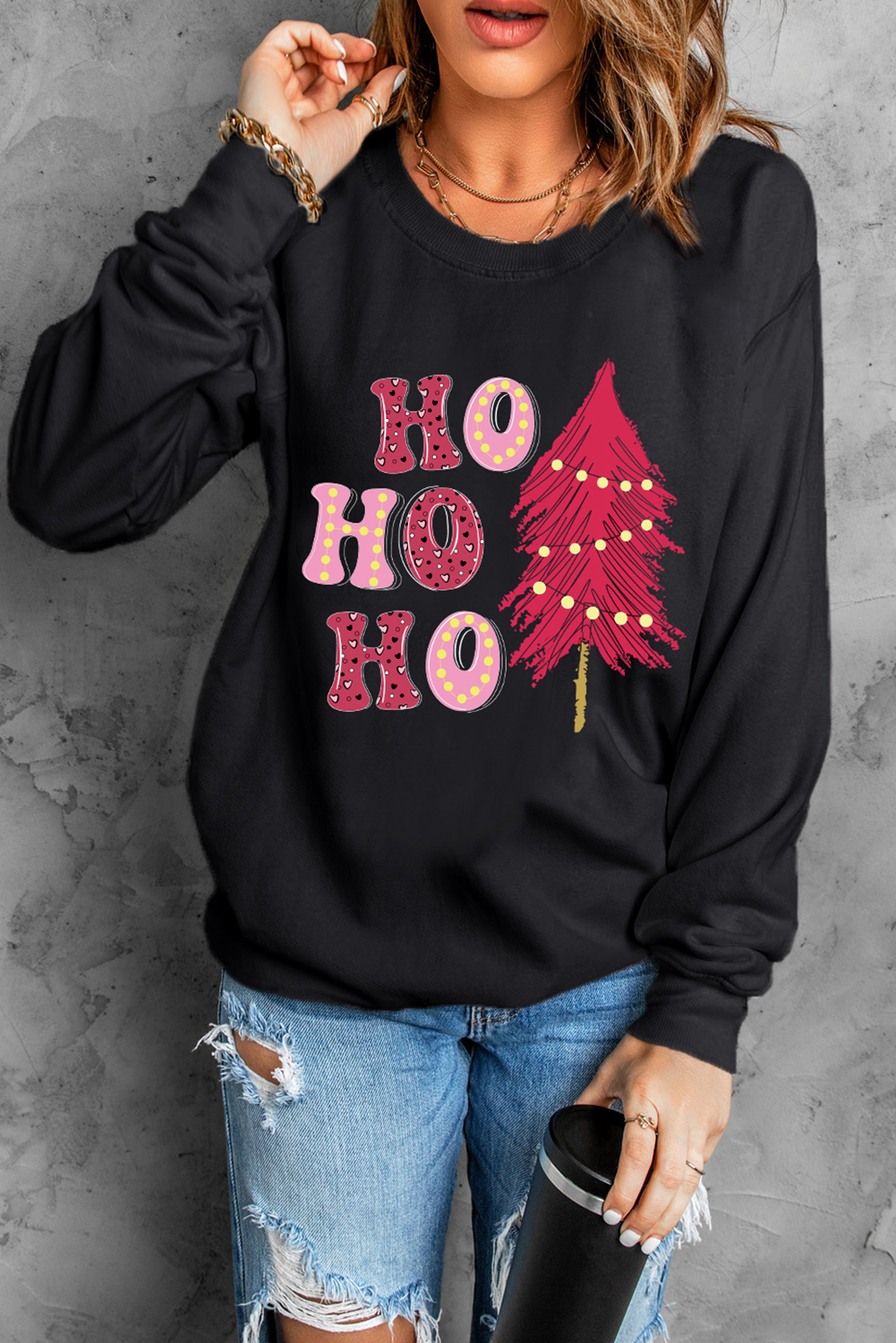 Comfortable Long Sleeve Graphic Pullover - Perfect for Holiday Gatherings - Detail View 3 Comfortable Long Sleeve Graphic Pullover - Perfect for Holiday Gatherings - Detail View 3