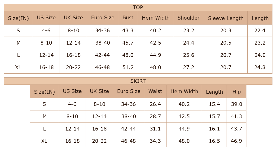 Women's Floral Long Sleeve Skort Set, Casual Two Piece Outfit - Size Chart & Details Women's Floral Long Sleeve Skort Set, Casual Two Piece Outfit - Size Chart & Details