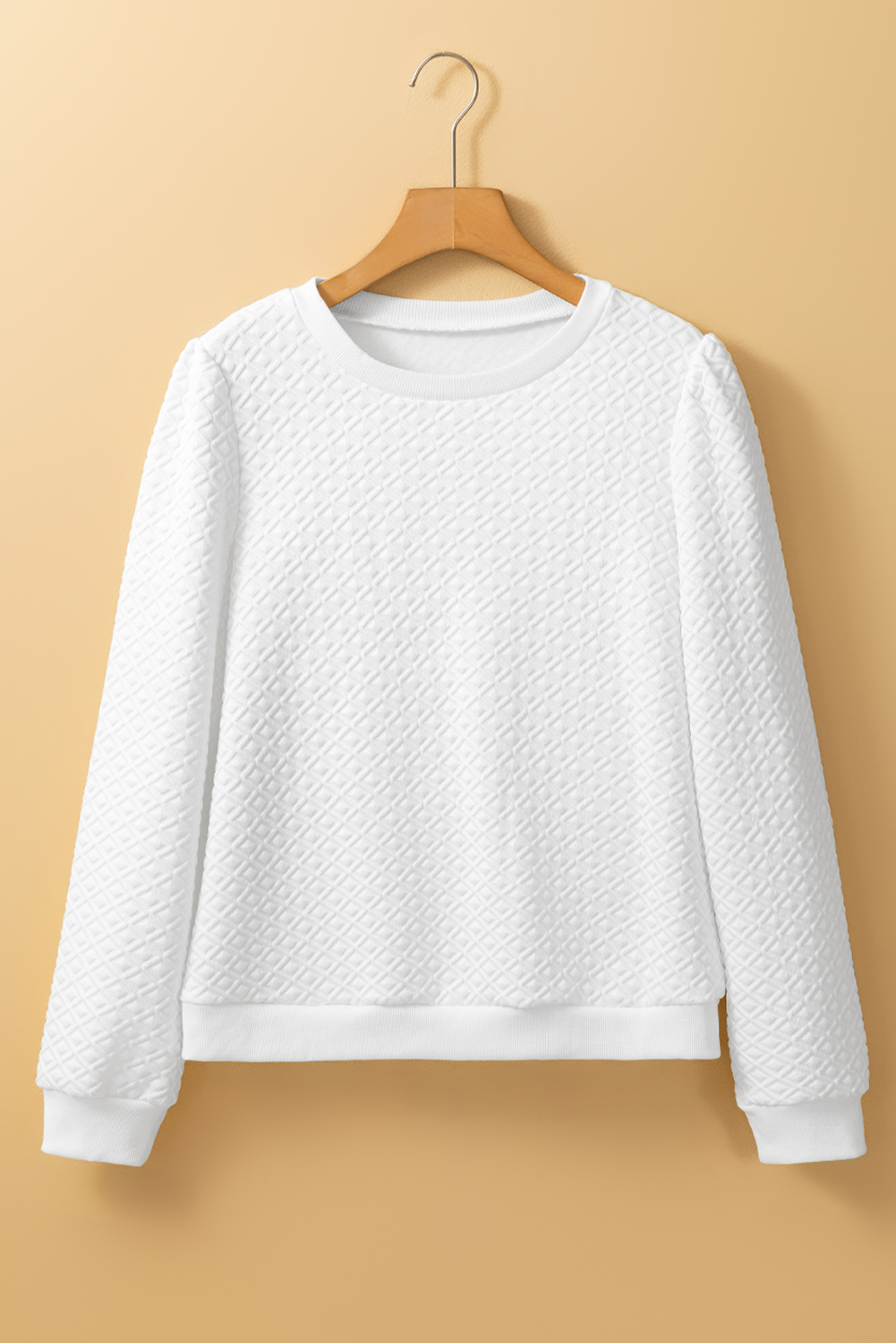 Elegant and Comfortable Daily Wear Top - White Puff Sleeve Round Neck - Detail View 8 Elegant and Comfortable Daily Wear Top - White Puff Sleeve Round Neck - Detail View 8